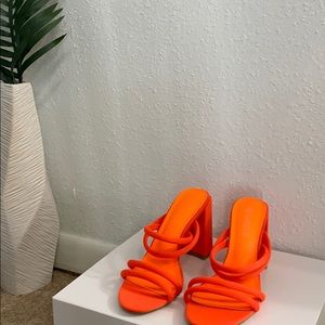 Neon Orange chunky  heels